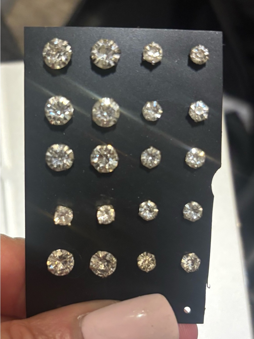 Crystal Stud Earring Set - Clear Silver-Tone (10 Pairs)